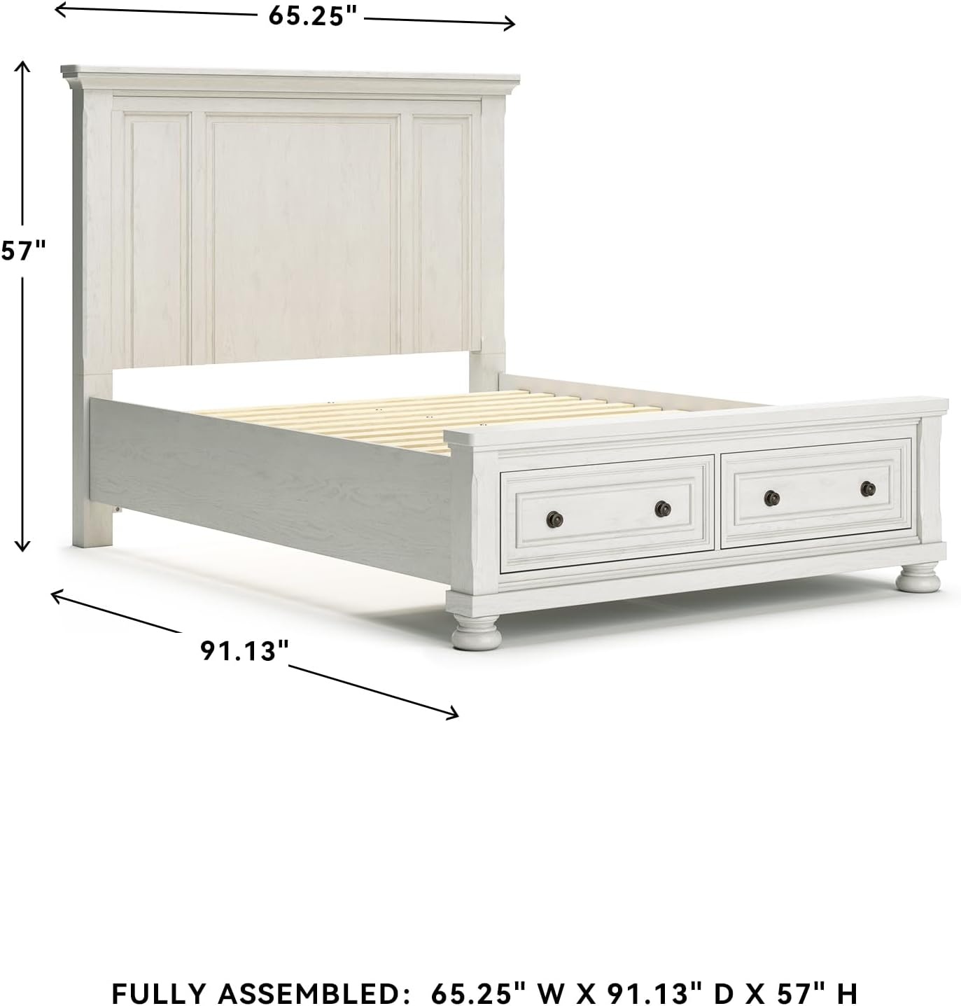 image:imageSignature Design by Ashley Robbinsdale Mirrored Vanity with Bench 52 Inch Antique White Makeup Desk Casual Wood Dressing Table for Bedroom StorageAntique White