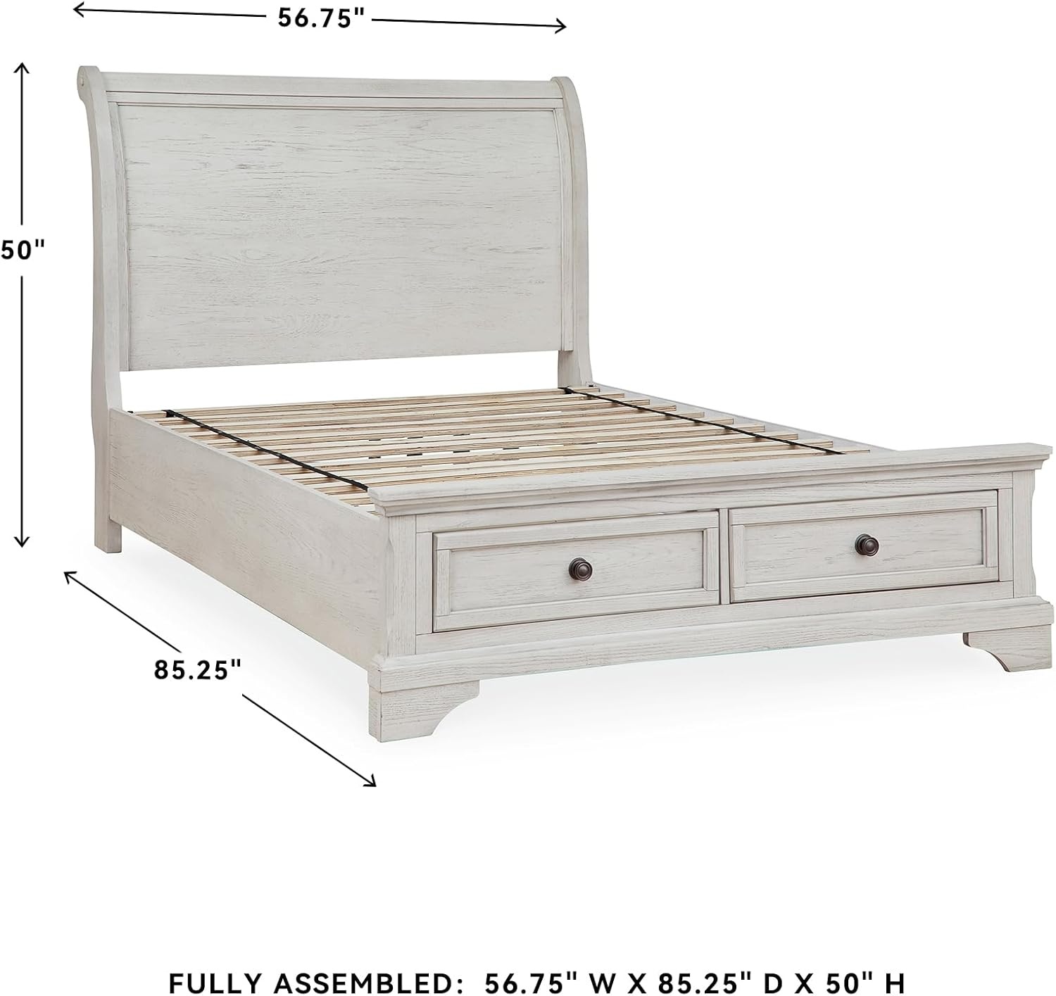 image:imageSignature Design by Ashley Robbinsdale Mirrored Vanity with Bench 52 Inch Antique White Makeup Desk Casual Wood Dressing Table for Bedroom StorageWhitewash
