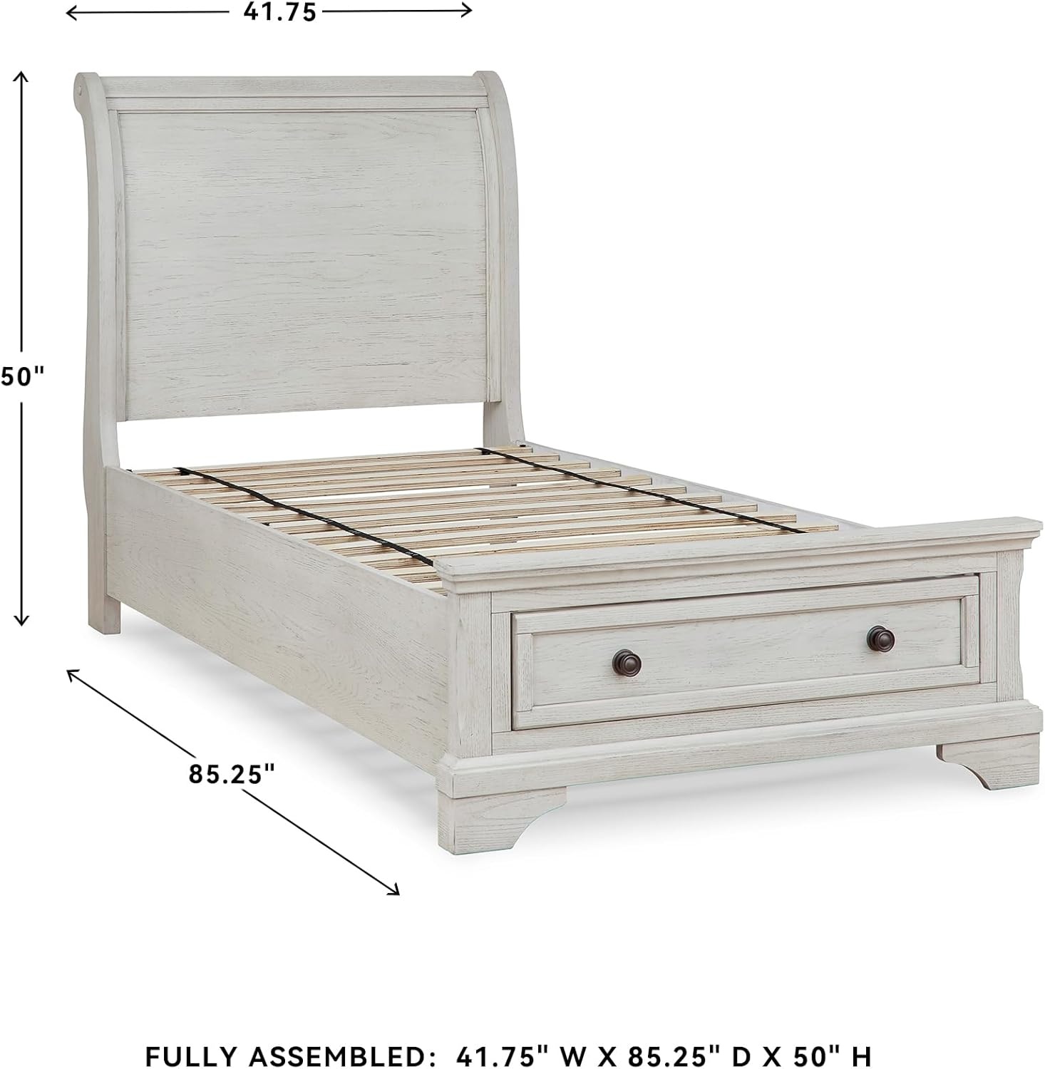 image:imageSignature Design by Ashley Robbinsdale Mirrored Vanity with Bench 52 Inch Antique White Makeup Desk Casual Wood Dressing Table for Bedroom StorageWhitewash