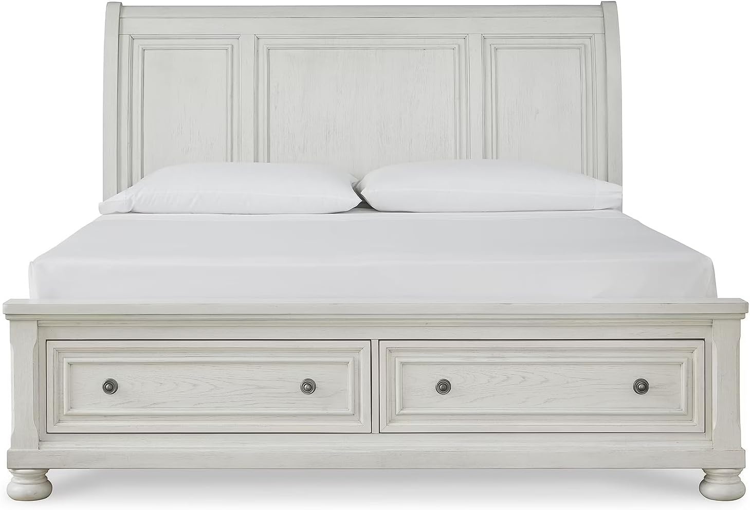 image:imageSignature Design by Ashley Robbinsdale Mirrored Vanity with Bench 52 Inch Antique White Makeup Desk Casual Wood Dressing Table for Bedroom StorageWhitewash