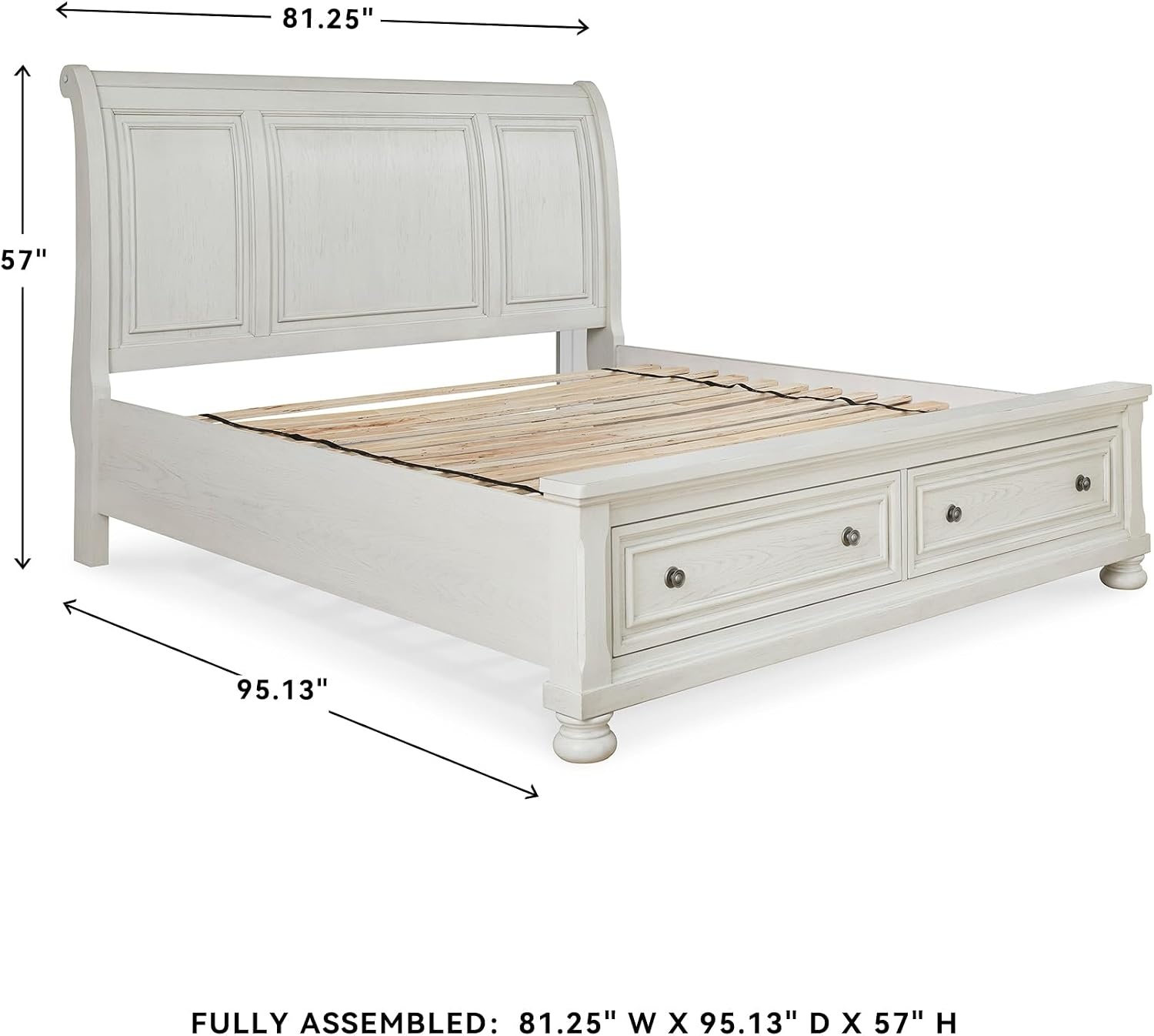 image:imageSignature Design by Ashley Robbinsdale Mirrored Vanity with Bench 52 Inch Antique White Makeup Desk Casual Wood Dressing Table for Bedroom StorageWhitewash
