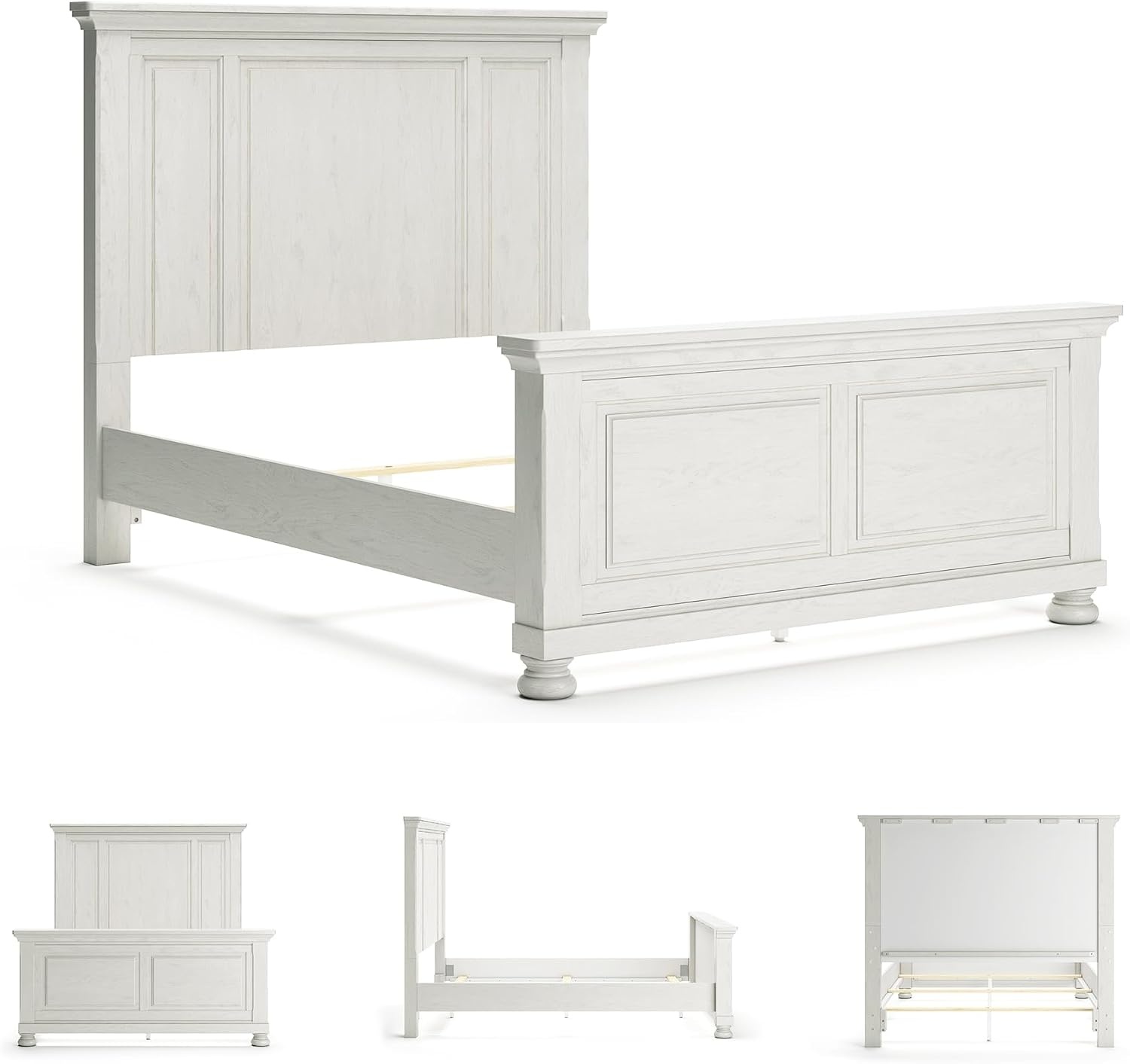 image:imageSignature Design by Ashley Robbinsdale Mirrored Vanity with Bench 52 Inch Antique White Makeup Desk Casual Wood Dressing Table for Bedroom StorageWhitewash