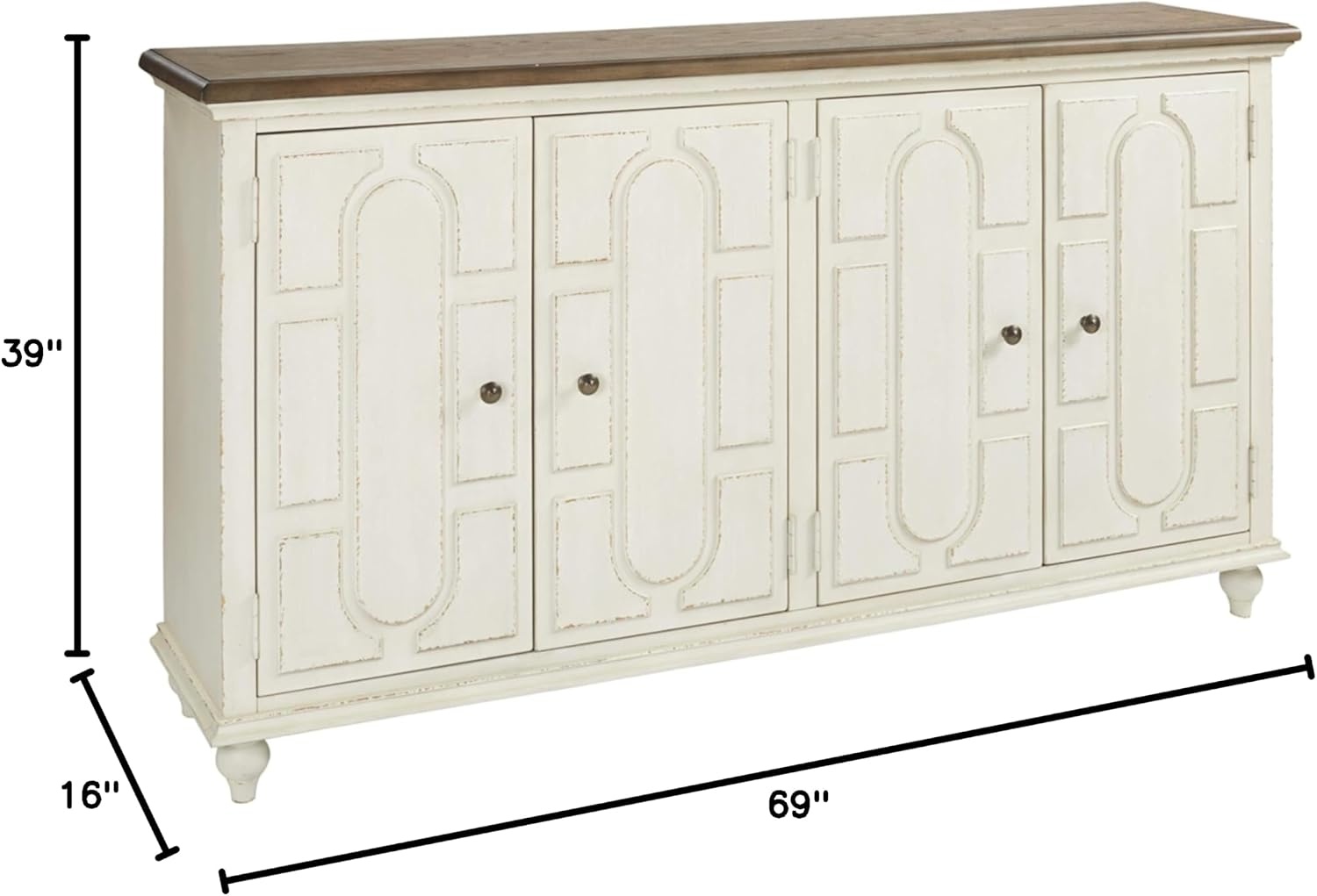 image:imageSignature Design Ashley French Country Accent Cabinet amp Round End Table WhiteCABINET TABLE T7436