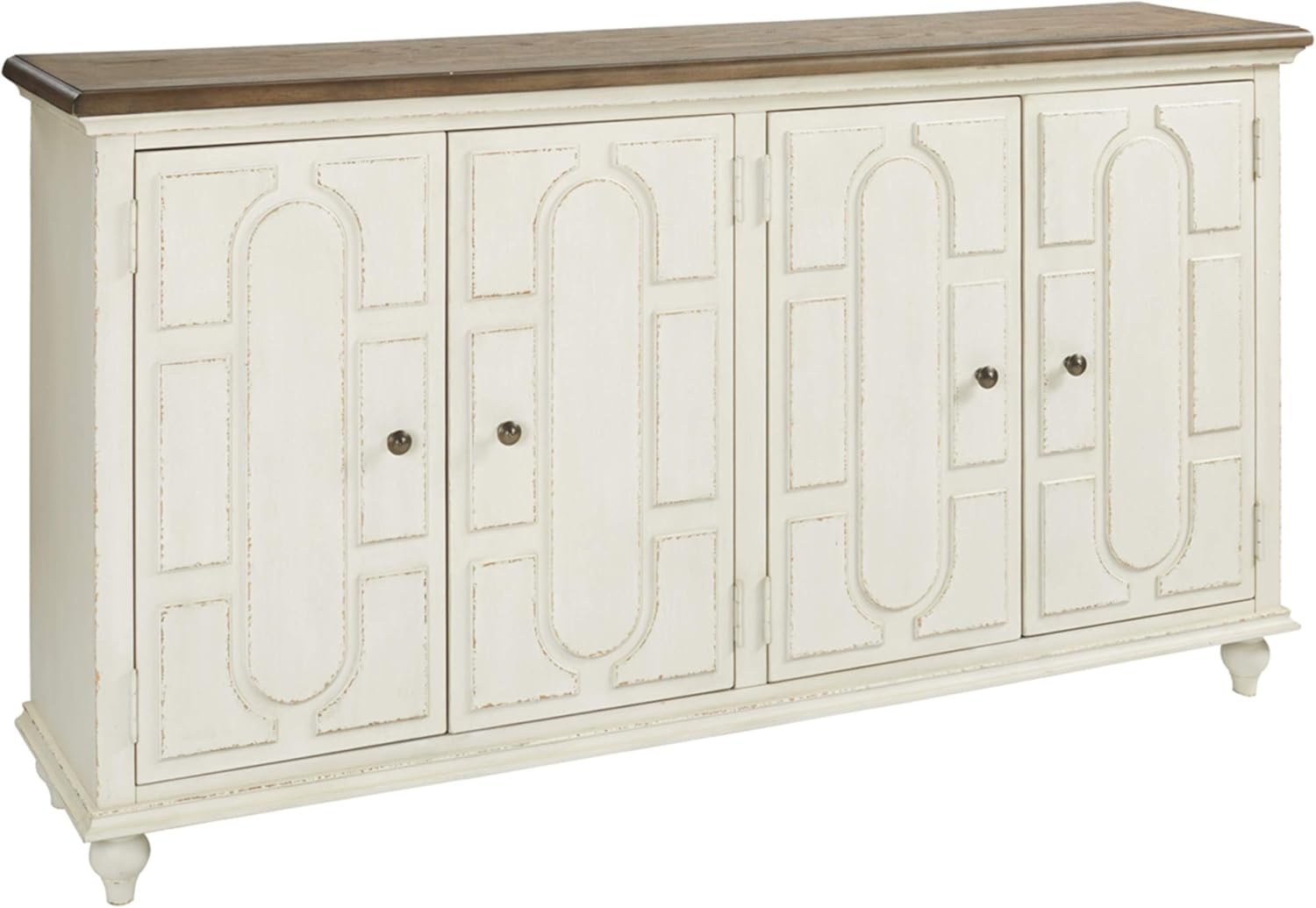 image:imageSignature Design Ashley French Country Accent Cabinet amp Round End Table WhiteCABINET TABLE T7436
