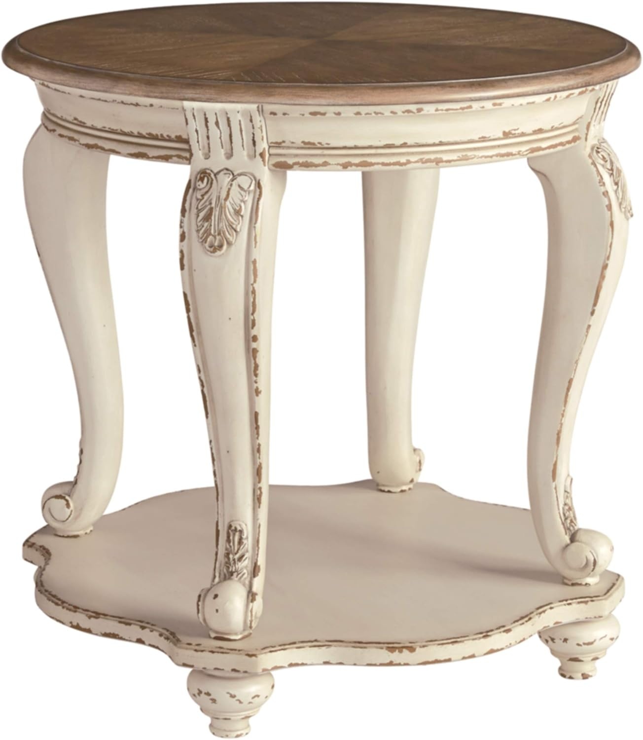image:imageSignature Design Ashley French Country Accent Cabinet amp Round End Table WhiteCABINET TABLE T7436