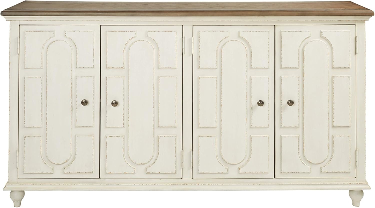 image:imageSignature Design Ashley French Country Accent Cabinet amp Round End Table WhiteCABINET TABLE T7436