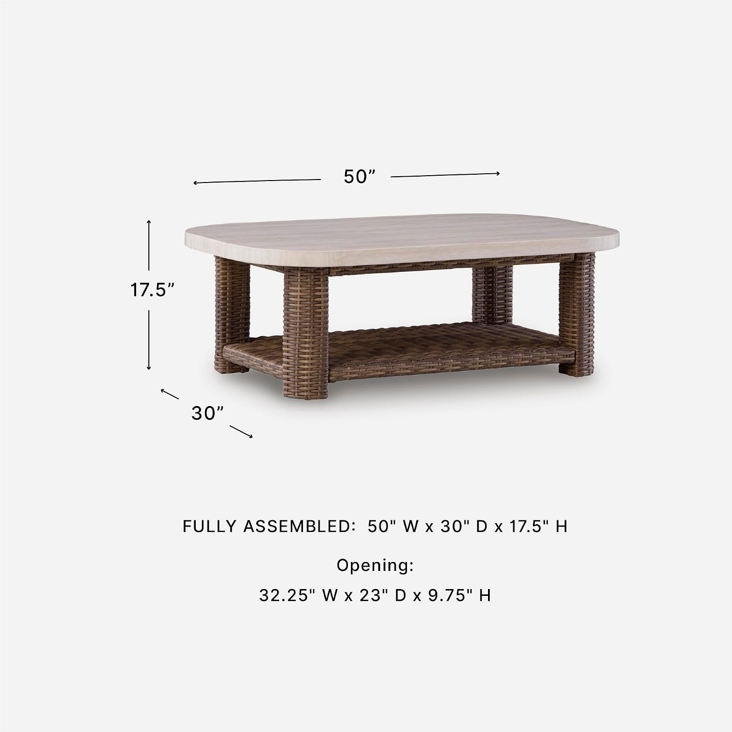 image:imageSignature Design by Ashley Angel Island Casual Outdoor Coffee Table with Lower Shelf Beige amp Medium Brown