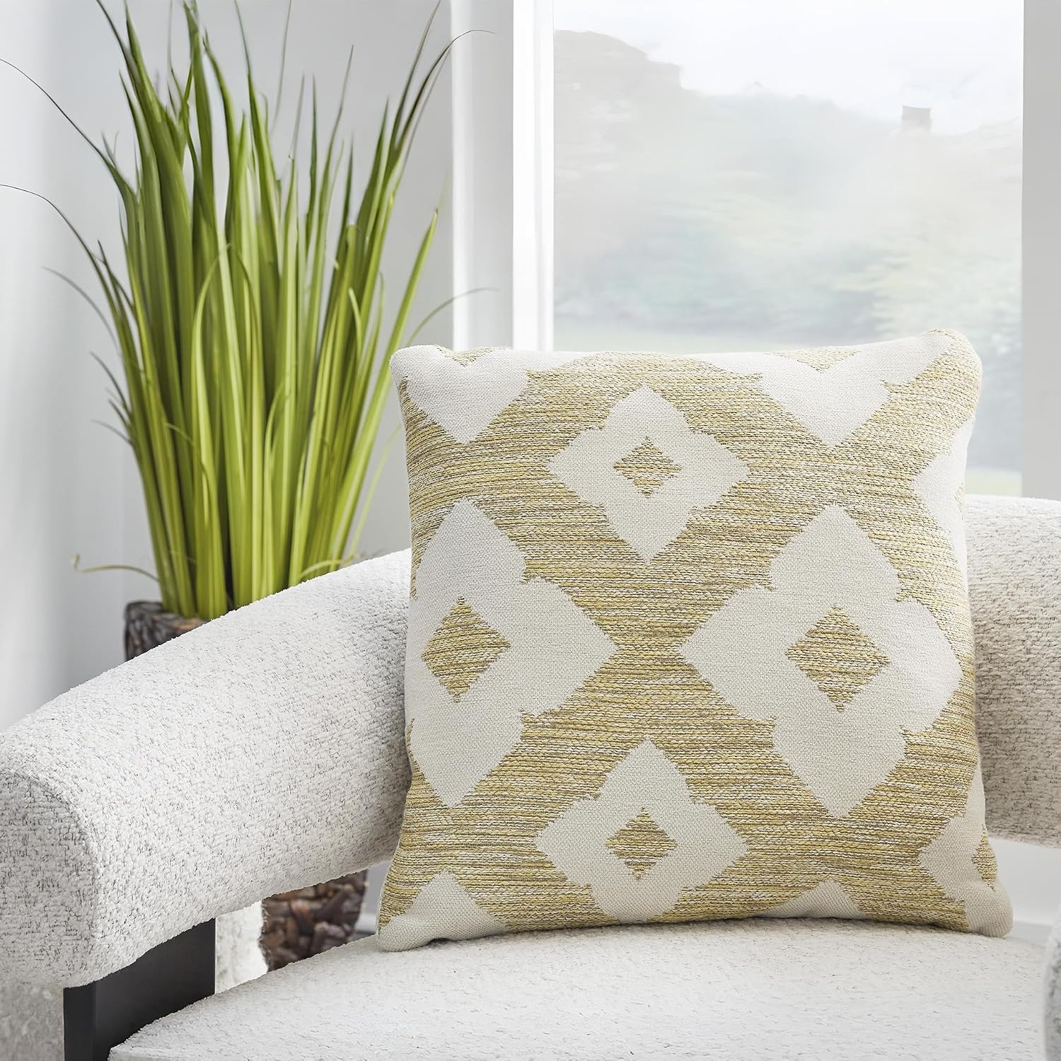 image:imageSignature Design by Ashley Brockner NextGen Nuvella Pillow Set of 4 Square Yellow amp Beige 4 CountYellow Beige