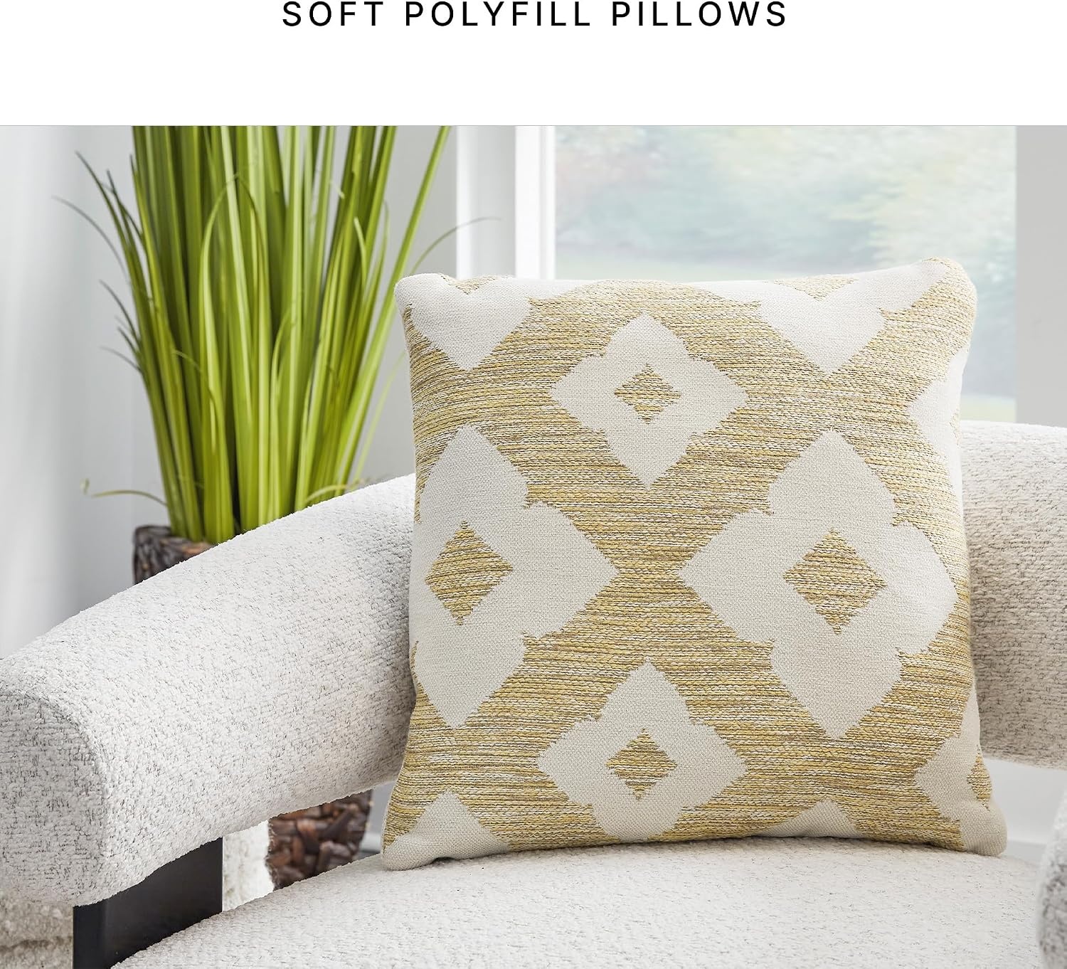 image:imageSignature Design by Ashley Brockner NextGen Nuvella Pillow Set of 4 Square Yellow amp Beige 4 CountYellow Beige