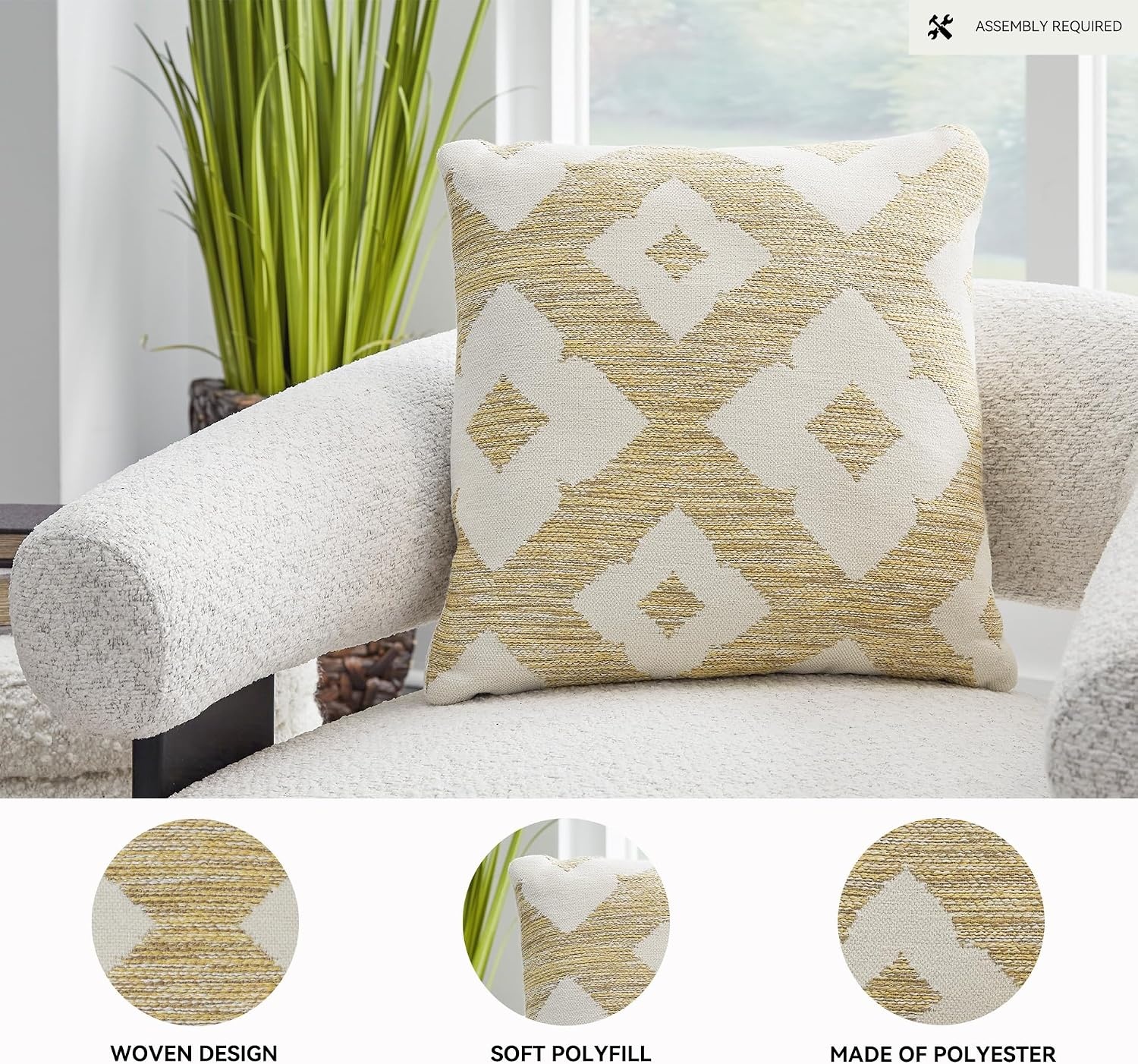 image:imageSignature Design by Ashley Brockner NextGen Nuvella Pillow Set of 4 Square Yellow amp Beige 4 CountYellow Beige