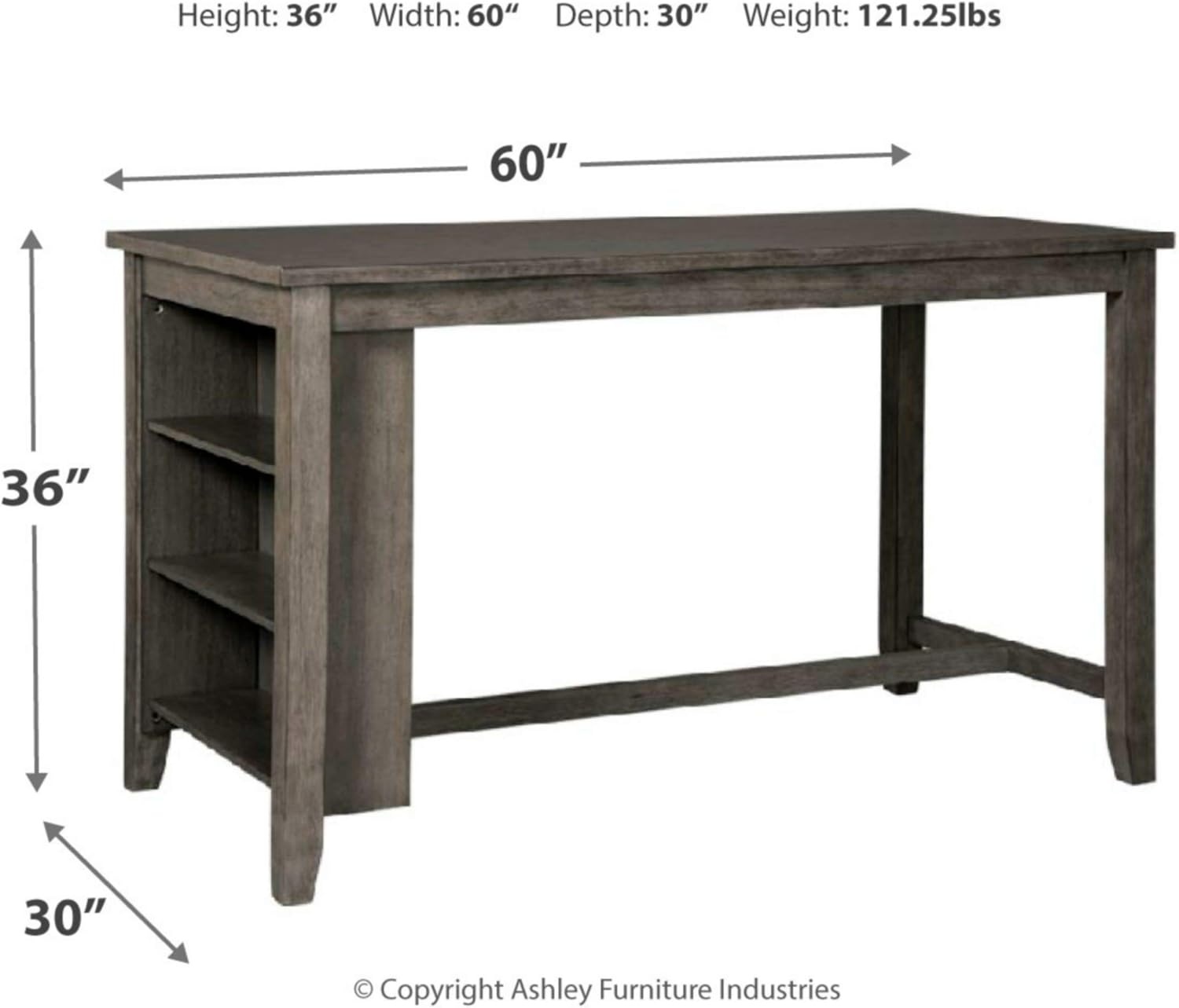 image:imageSignature Design by Ashley Caitbrook Rustic Counter Height Dining Table with Storage and 2 Barstools Dark GrayDark Gray