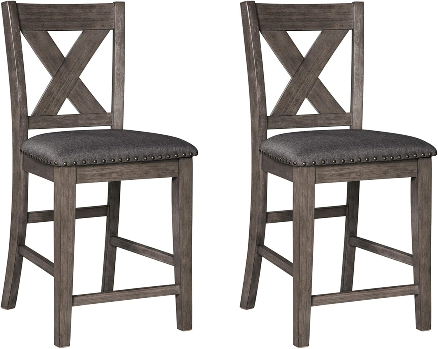 image:imageSignature Design by Ashley Caitbrook Rustic Counter Height Dining Table with Storage and 2 Barstools Dark GrayDark Gray