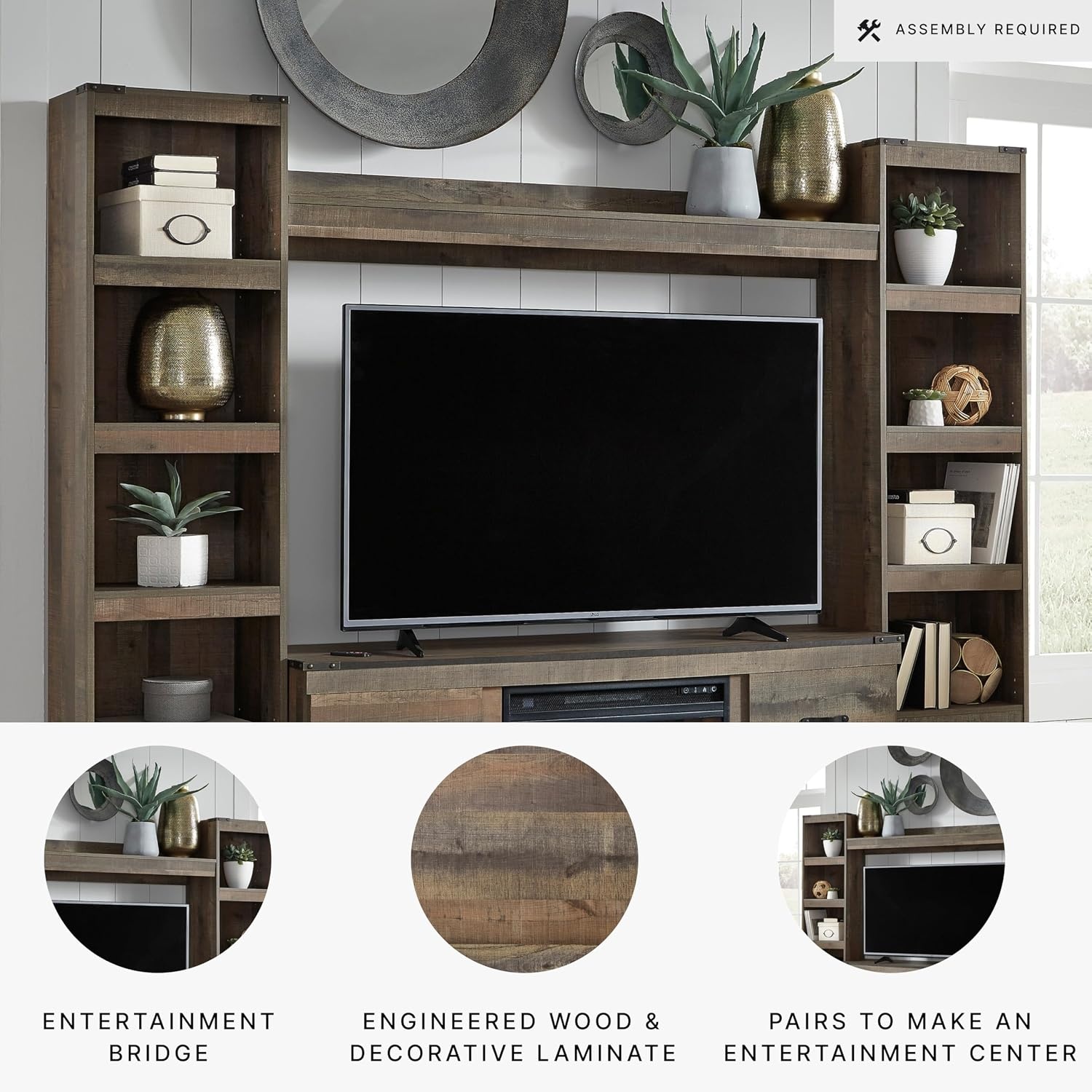 image:imageSignature Design by Ashley Derekson Entertainment Bridge Component ONLY Multi GrayGrey