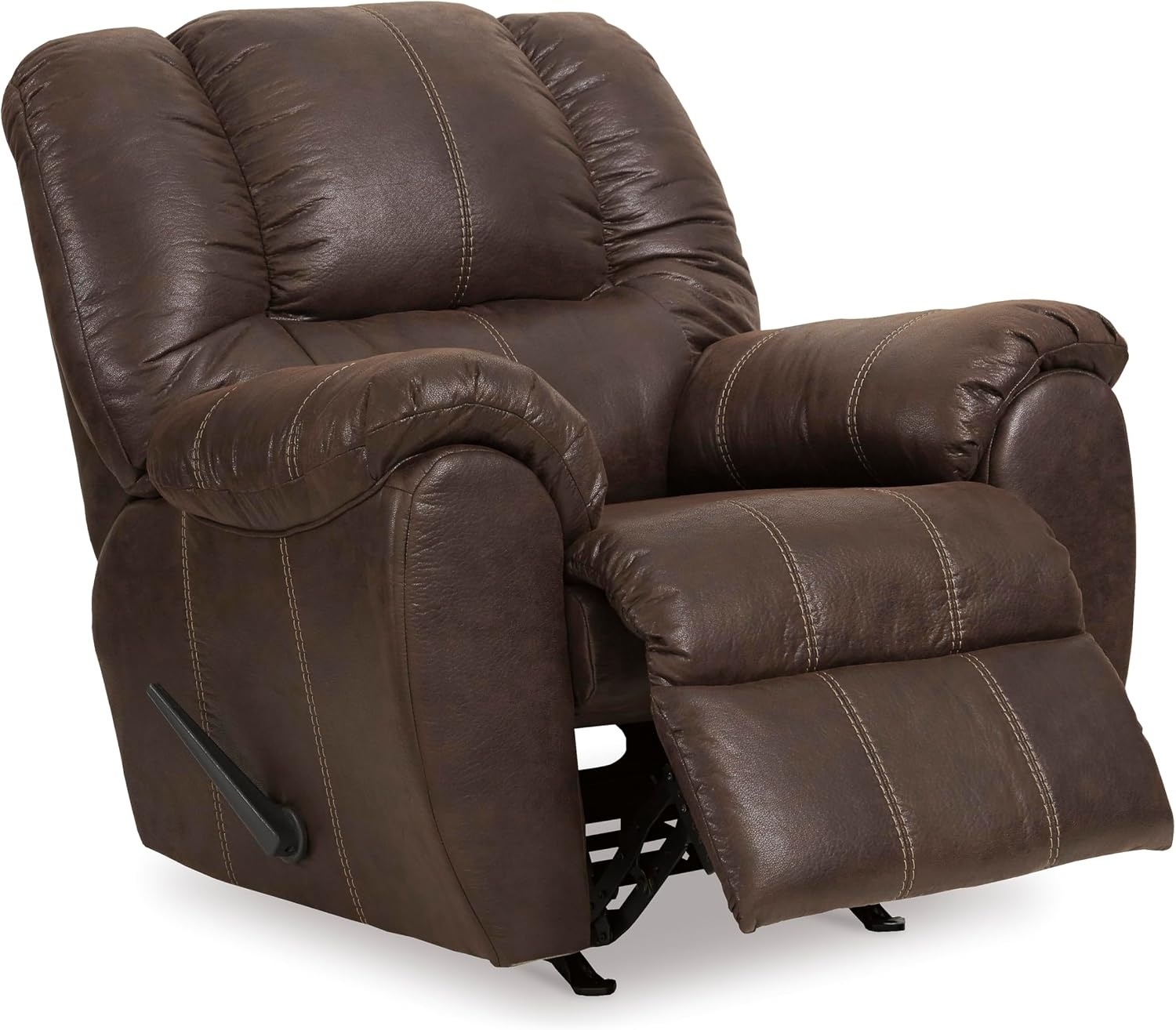 image:imageSignature Design by Ashley McGann Modern Faux Leather Manual Pull Rocker Recliner BrownBrown