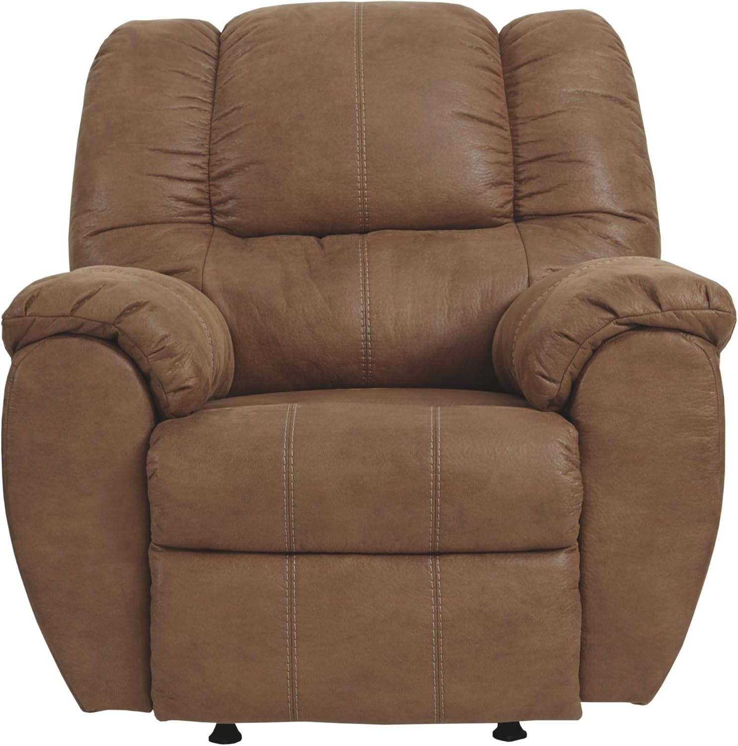 image:imageSignature Design by Ashley McGann Modern Faux Leather Manual Pull Rocker Recliner BrownLight Brown