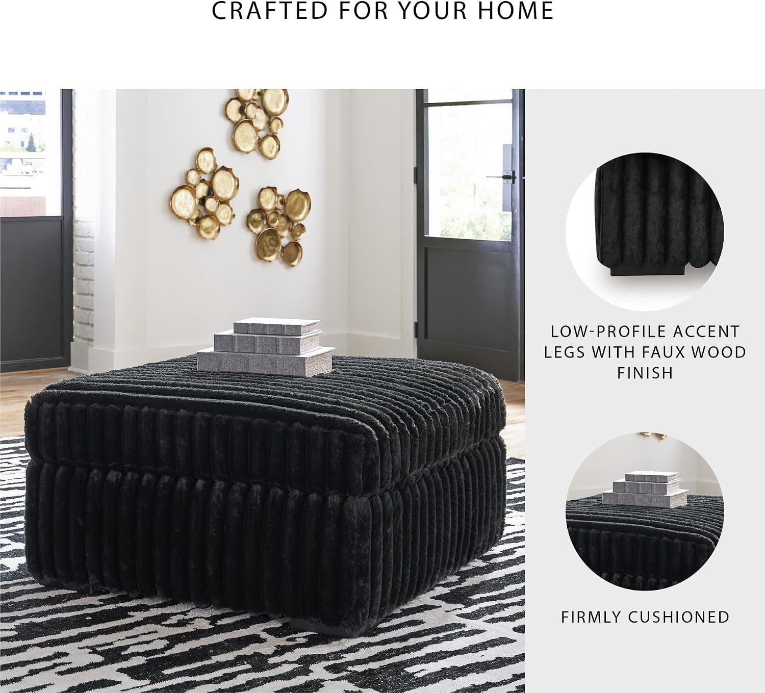 image:imageSignature Design by Ashley MidnightMadness Casual Upholstered Oversized Accent Ottoman Black