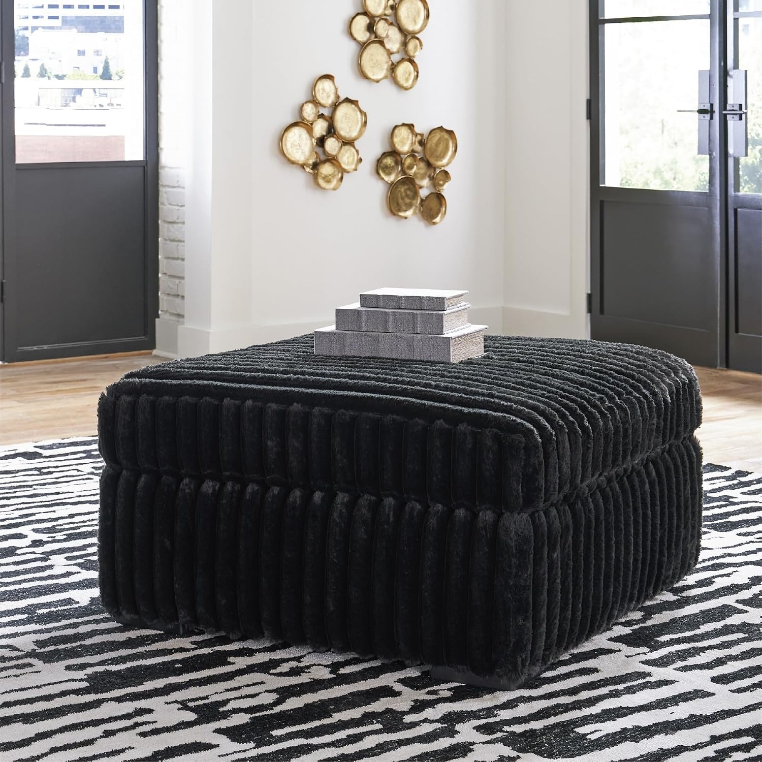 image:imageSignature Design by Ashley MidnightMadness Casual Upholstered Oversized Accent Ottoman Black