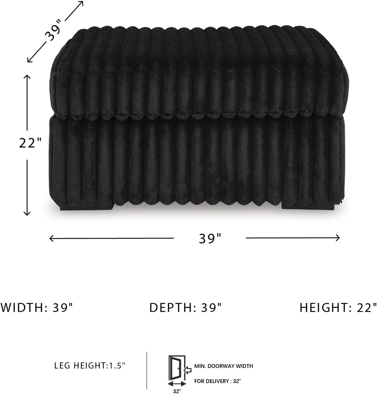 image:imageSignature Design by Ashley MidnightMadness Casual Upholstered Oversized Accent Ottoman Black