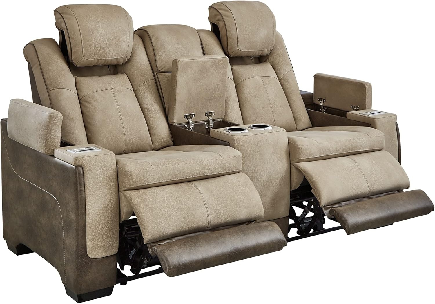 image:imageSignature Design by Ashley NextGen DuraPella Power Reclining Sofa with Adjustable Headrest Sand amp NextGen DuraPella Power Reclining Loveseat with Console amp Adjustable Headrest SandSofa Loveseat