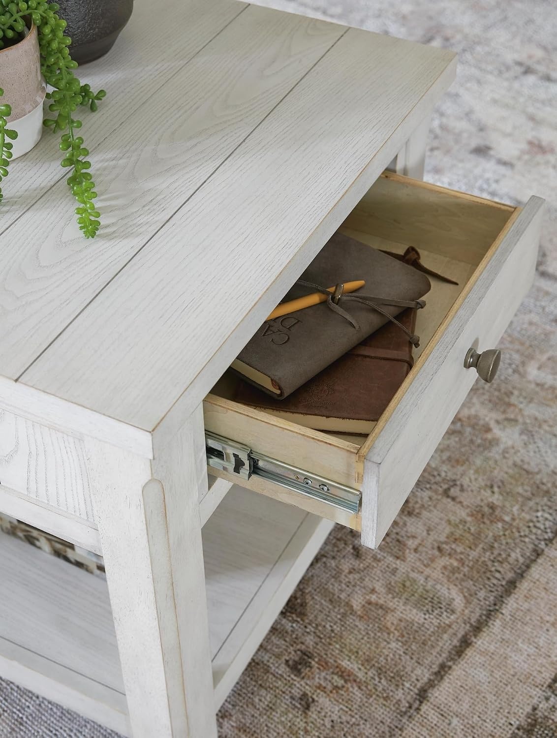 image:imageSignature Design by Ashley Robbinsdale Cottage End Table with Drawer and Shelf Storage Antique White