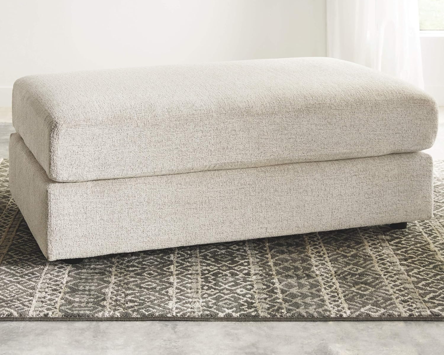 image:imageSignature Design by Ashley Soletren Contemporary Chenille Loveseat with 2 Accent Pillows OffWhite amp Soletren Contemporary Chenille Oversized Ottoman OffWhite