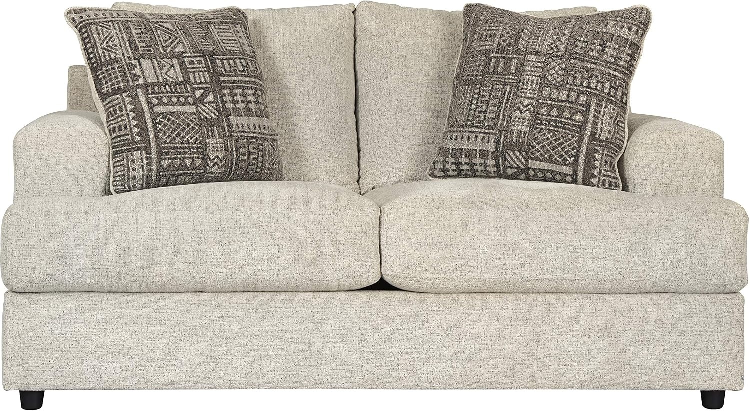image:imageSignature Design by Ashley Soletren Contemporary Chenille Loveseat with 2 Accent Pillows OffWhite amp Soletren Contemporary Chenille Oversized Ottoman OffWhite