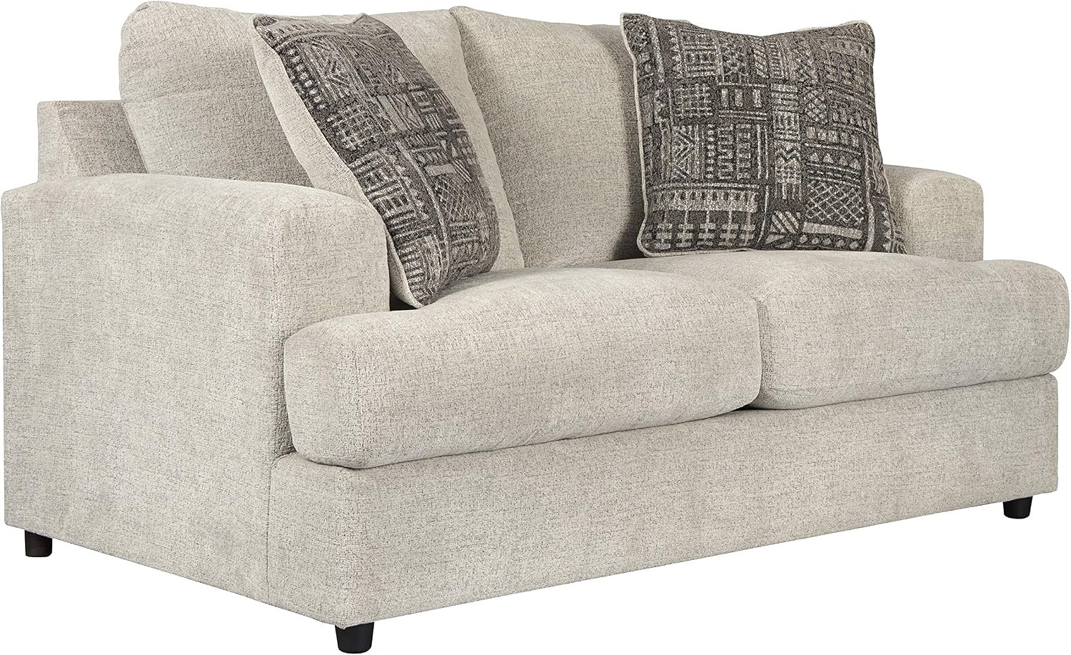 image:imageSignature Design by Ashley Soletren Contemporary Chenille Loveseat with 2 Accent Pillows OffWhite amp Soletren Contemporary Chenille Oversized Ottoman OffWhite