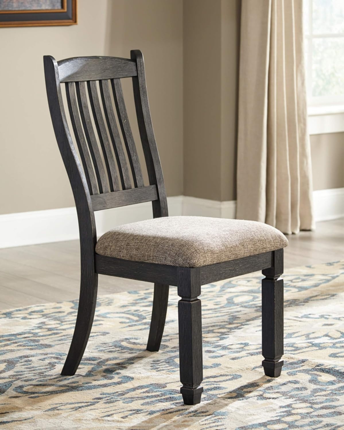 image:imageSignature Design by Ashley Tyler Creek Farmhouse Dining Table with Drawers Seats up to 6 Almost Black amp Tyler Creek Dining Room Upholstered Chair Set of 2 Antique BlackTable Chair