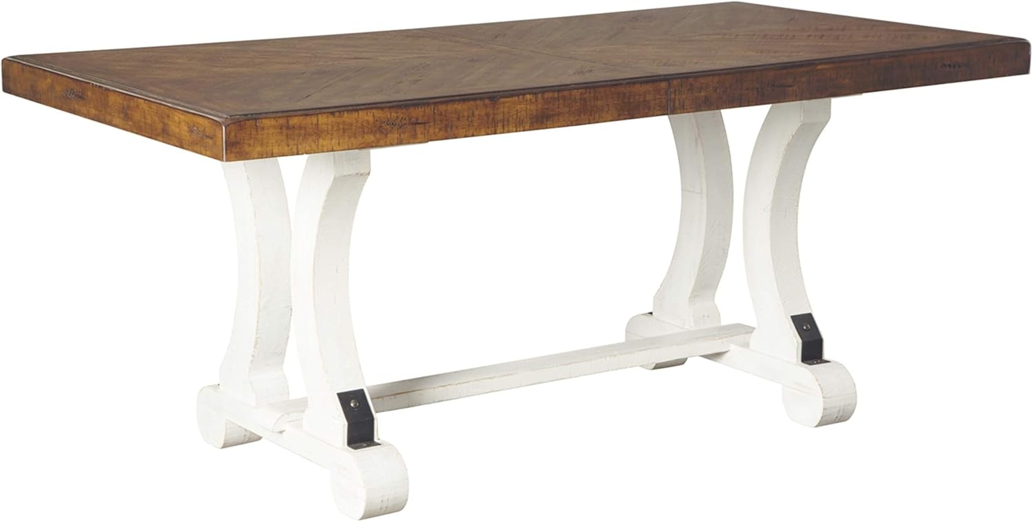 image:imageSignature Design by Ashley Valebeck Farmhouse Dining Room Server or Buffet White amp Brown amp Valebeck Farmhouse Rectangular Extension Dining Table Fits up to 8 White amp Brown