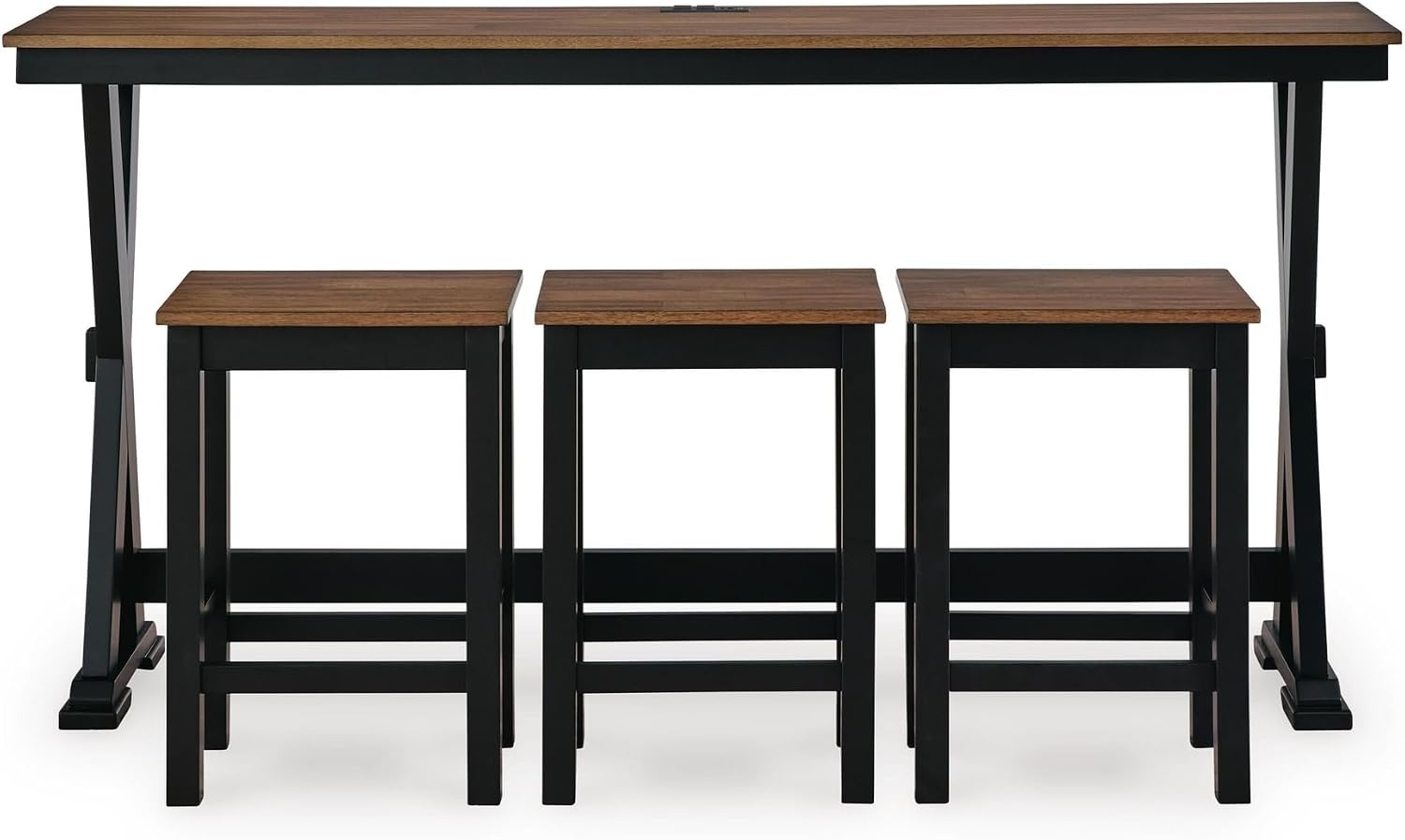 image:imageSignature Design by Ashley Wildenauer Rustic Counter Height Dining Table and 3 Bar Stools Set with USB Ports Set of 4 Dark Brown amp Black