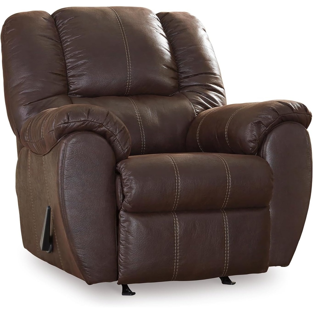image:imageSignature Design by Ashley McGann Modern Faux Leather Manual Pull Rocker Recliner BrownBrown
