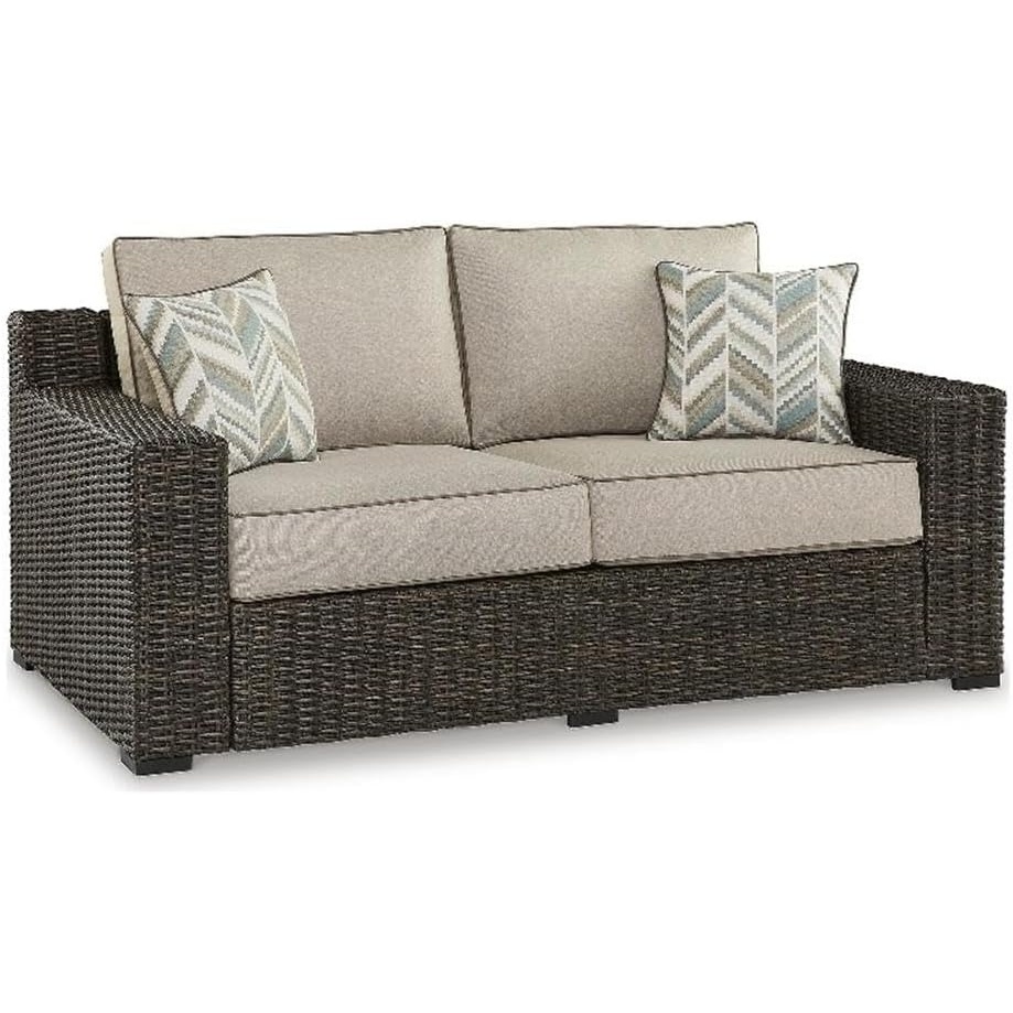 image:imageSignature Design by Ashley Teak Opaline Outdoor Loveseat with Cushion
