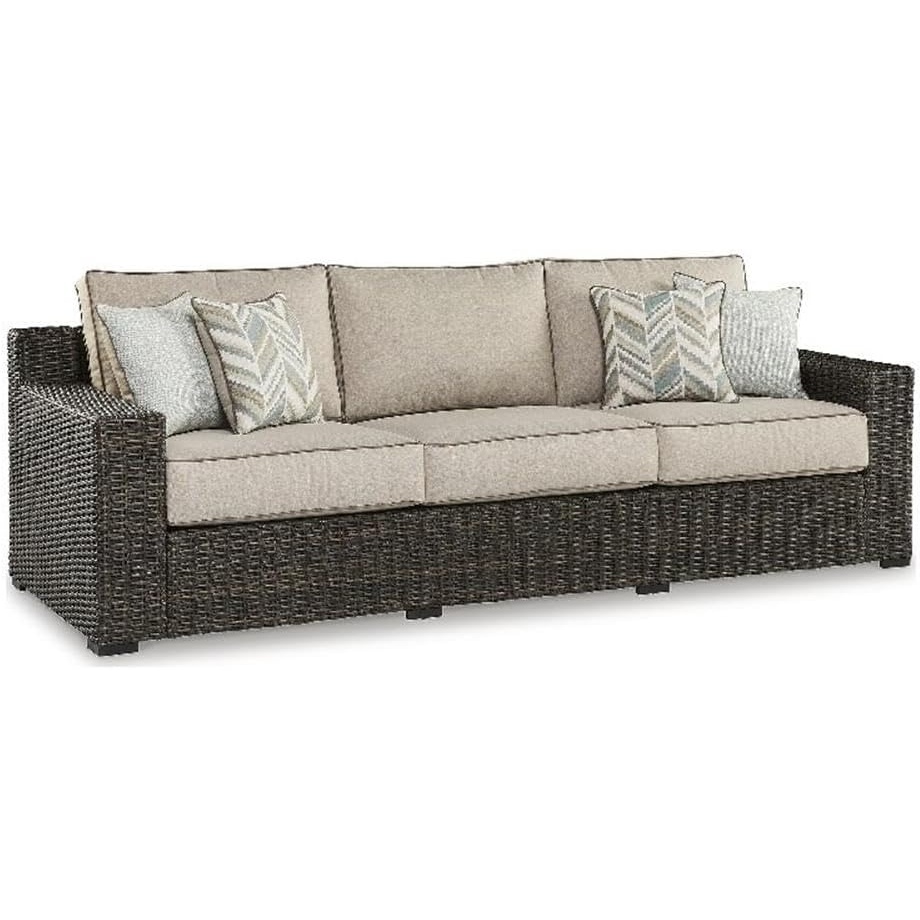 image:imageSignature Design by Ashley Teak Opaline Outdoor Sofa with Cushion
