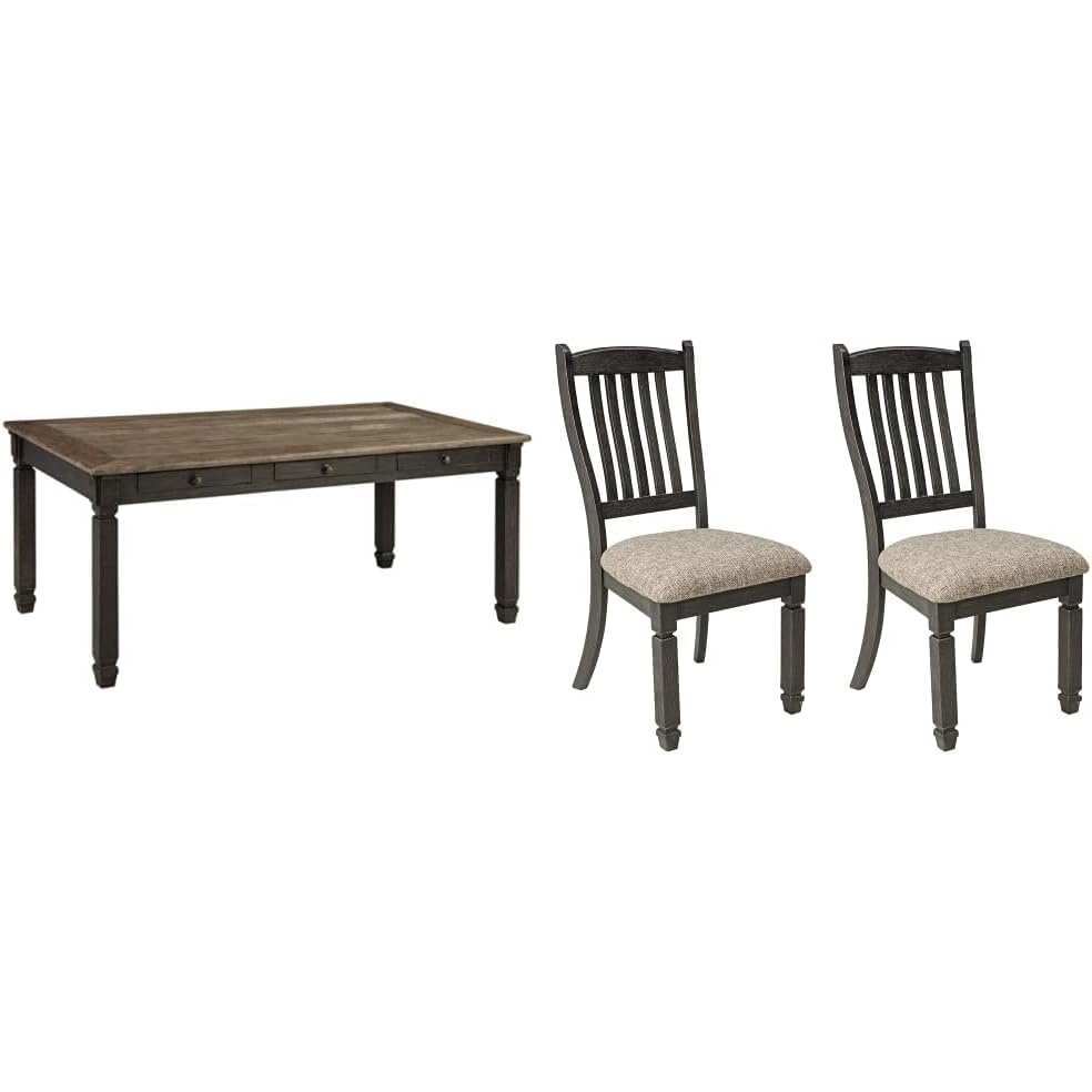 image:imageSignature Design by Ashley Tyler Creek Farmhouse Dining Table with Drawers Seats up to 6 Almost Black amp Tyler Creek Dining Room Upholstered Chair Set of 2 Antique BlackTable Chair