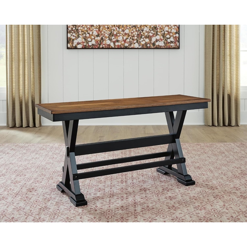 image:imageSignature Design by Ashley Wildenauer Farmhouse 48 Counter Height Dining Bench Dark Brown amp Black