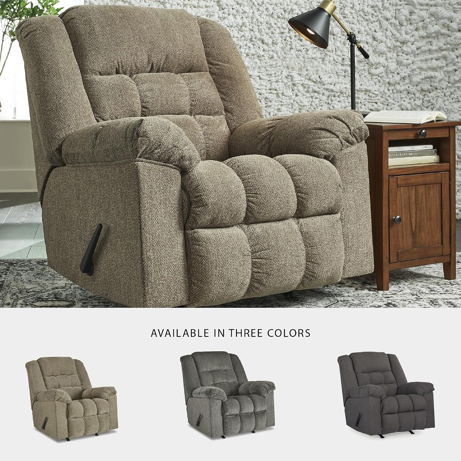 image:imageSignature Design by Ashley Kegler Contemporary Tufted Manual Rocker Recliner Light Brown