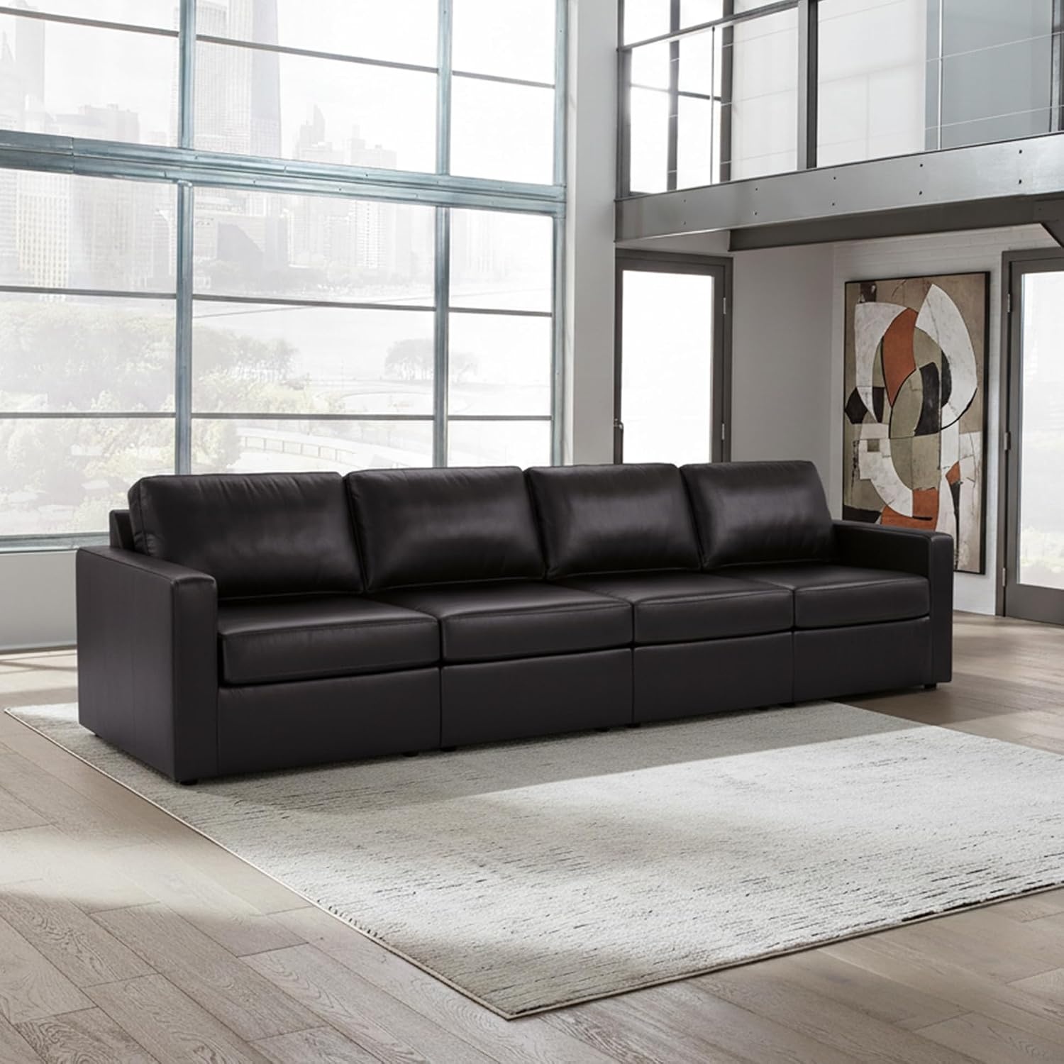 image:imageSignature Design by Ashley Modmax II Sectional Sofa Modular Design Top Grain Leather Seating Contemporary Living Room Sectionals for Flexible Entertaining Black