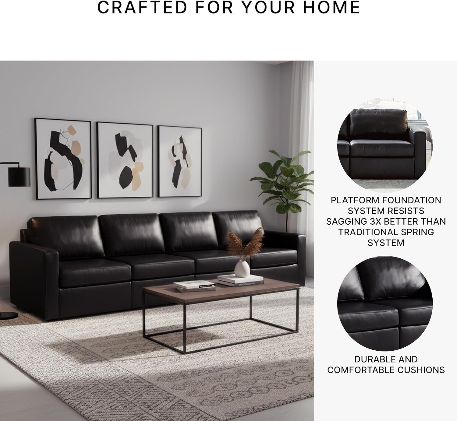 image:imageSignature Design by Ashley Modmax II Sectional Sofa Modular Design Top Grain Leather Seating Contemporary Living Room Sectionals for Flexible Entertaining Black