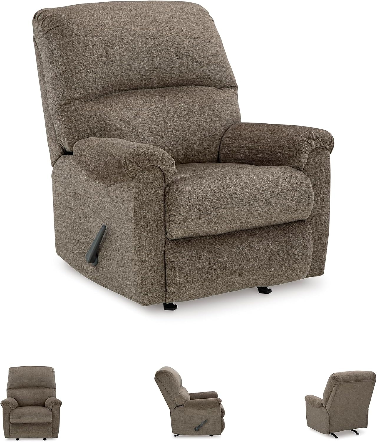 image:imageSignature Design by Ashley Stonemeade Rocker Recliner Chair Manual Pull Motion Polyester Chenille Upholstery Cozy Seating for Living Rooms 33 W Nutmeg BrownDark Brown