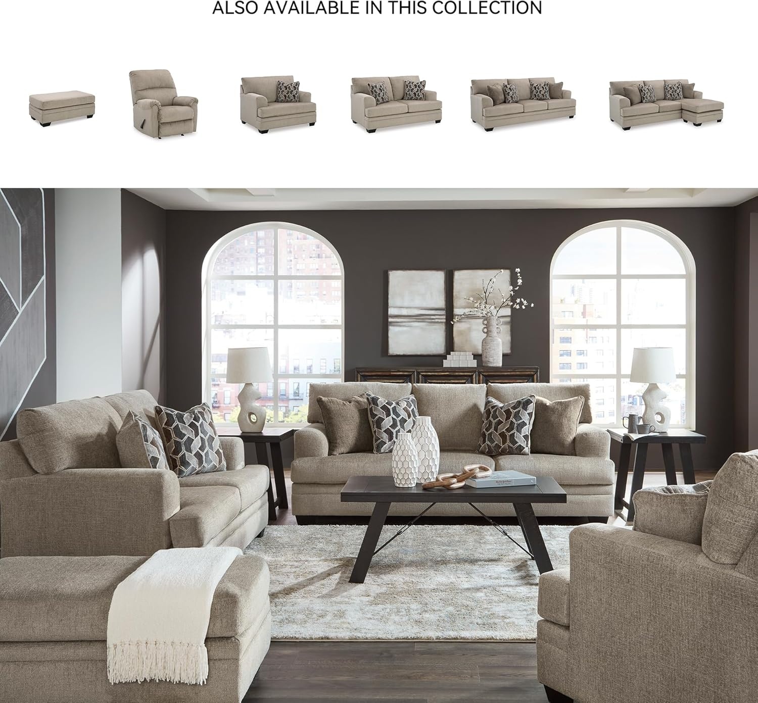 image:imageSignature Design by Ashley Stonemeade Rocker Recliner Chair Manual Pull Motion Polyester Chenille Upholstery Cozy Seating for Living Rooms 33 W Nutmeg BrownTaupe