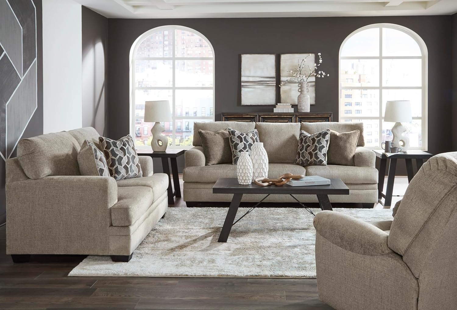 image:imageSignature Design by Ashley Stonemeade Rocker Recliner Chair Manual Pull Motion Polyester Chenille Upholstery Cozy Seating for Living Rooms 33 W Nutmeg BrownTaupe
