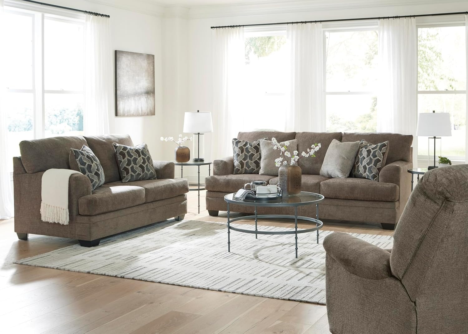 image:imageSignature Design by Ashley Stonemeade Rocker Recliner Chair Manual Pull Motion Polyester Chenille Upholstery Cozy Seating for Living Rooms 33 W Nutmeg BrownDark Brown