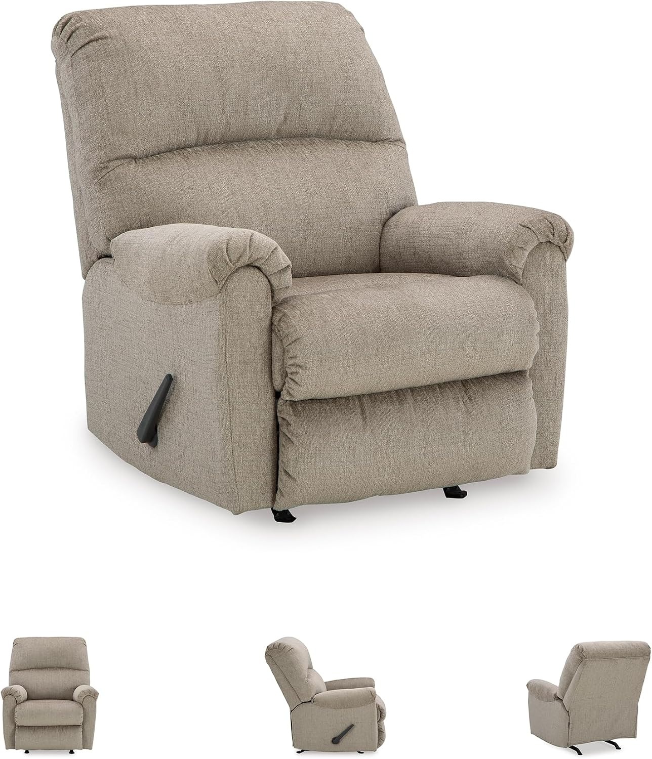 image:imageSignature Design by Ashley Stonemeade Rocker Recliner Chair Manual Pull Motion Polyester Chenille Upholstery Cozy Seating for Living Rooms 33 W Nutmeg BrownTaupe