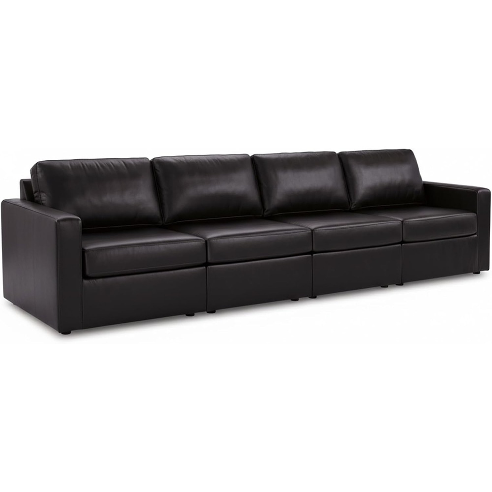 image:imageSignature Design by Ashley Modmax II Sectional Sofa Modular Design Top Grain Leather Seating Contemporary Living Room Sectionals for Flexible Entertaining Black