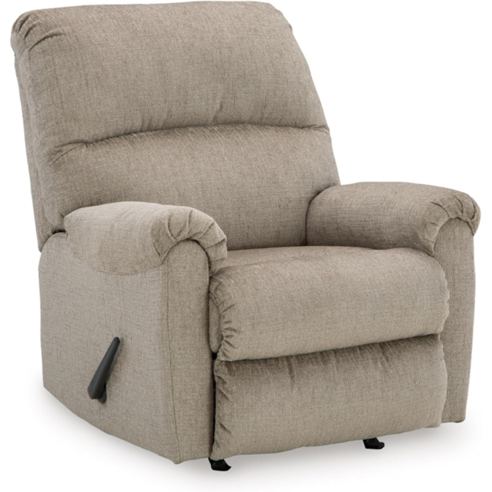 image:imageSignature Design by Ashley Stonemeade Rocker Recliner Chair Manual Pull Motion Polyester Chenille Upholstery Cozy Seating for Living Rooms 33 W Nutmeg BrownTaupe