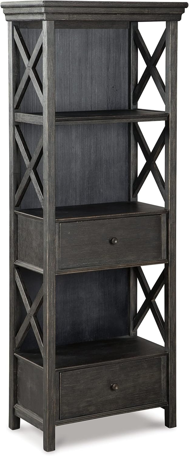 image:imageSignature Design Ashley Tyler Creek 75 Farmhouse Display Cabinet amp 2 Count Urban Farmhouse Dining Chairs Almost Black