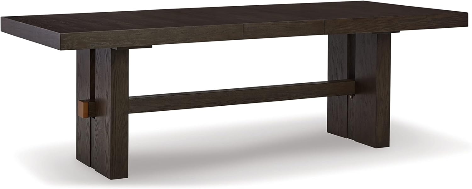 image:imageSignature Design by Ashley Burkhaus Traditional Rectangle Extension Dining Room Table Dark Brown amp Burkhaus Traditional Upholstered Dining Chair Set of 2 Dark Brown