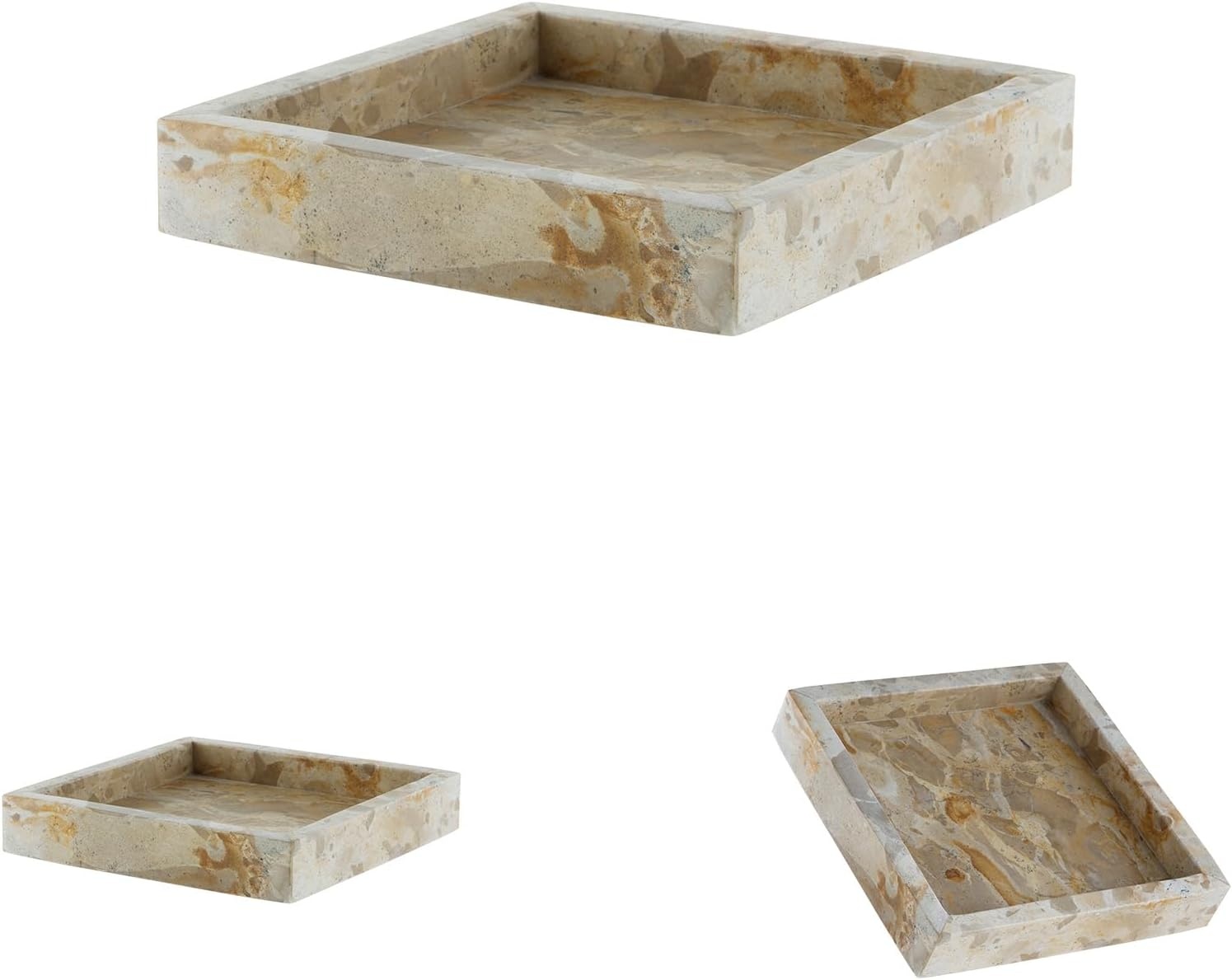 image:imageSignature Design by Ashley Edurton Modern FoodSafe Square Marble Tray Set of 2 Beige