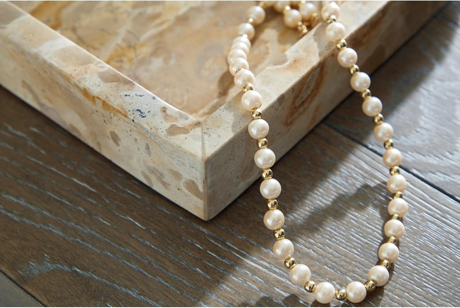 image:imageSignature Design by Ashley Edurton Modern FoodSafe Square Marble Tray Set of 2 Beige