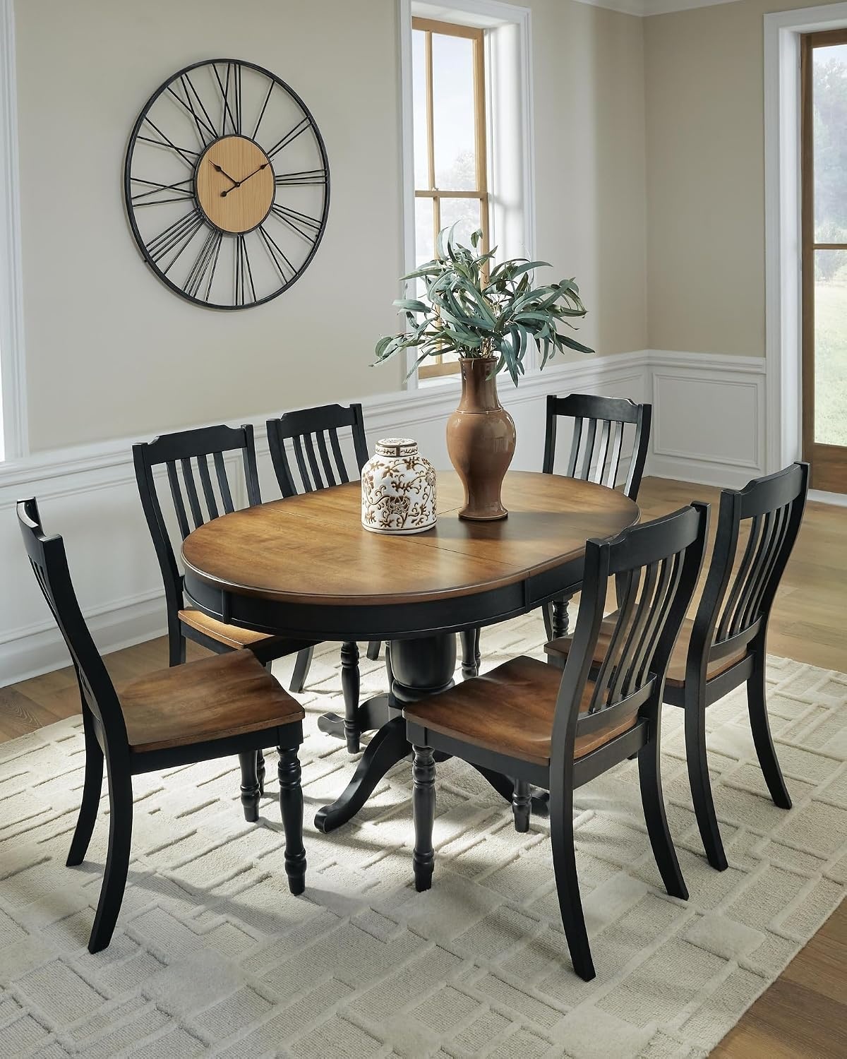 image:imageSignature Design by Ashley Phillinger Farmhouse Dining Chair Set of 2 Black amp Medium Brown